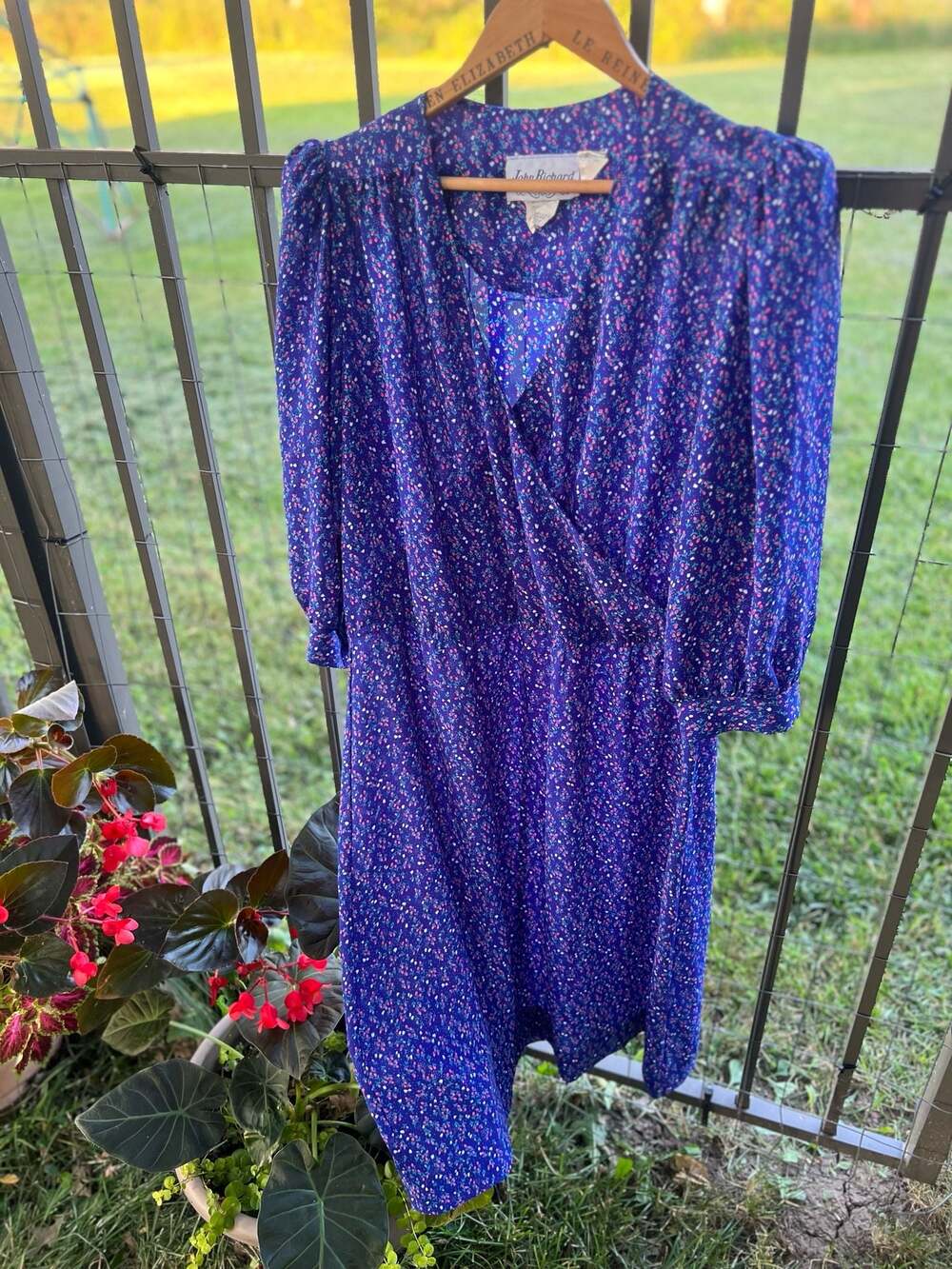 Vintage John Richard of California Floral Puff Sleeve Wrap Dress